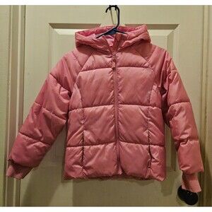 Swiss Tech Girls Pink Puffer Jacket Warm Winter Coat Size M 7/8 Soft Inside